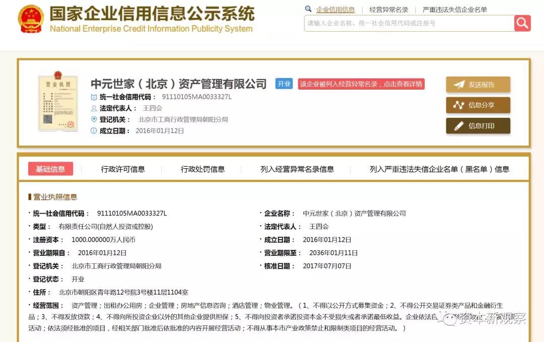 中元世家资产